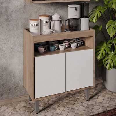 Aparador Buffet Cantinho Do Café 70,5cm 2p Marie M12 - D'rossi Cor Freijó E Branco