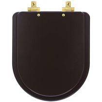 Assento Sanitário Mdf Soft Close Duna Marrom Fosco Para Vaso Deca Com Ferragem Dourada