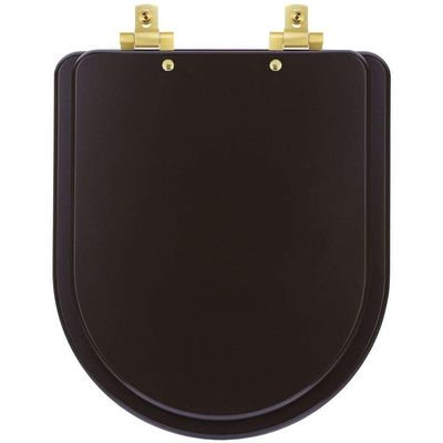 Assento Sanitário Mdf Soft Close Duna Marrom Fosco Para Vaso Deca Com Ferragem Dourada