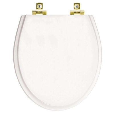 Assento Sanitário Com Fechamento Lento Ritz Branco Para Vaso Deca Com Ferragem Dourada