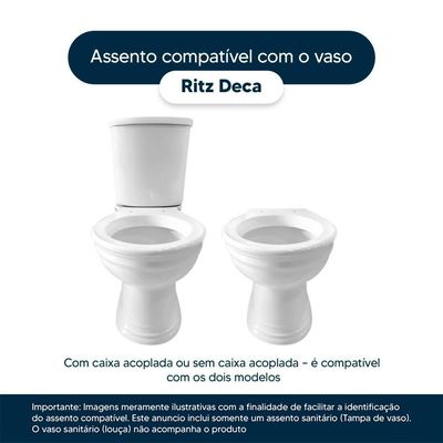 Assento Sanitário Com Fechamento Lento Ritz Branco Para Vaso Deca Com Ferragem Dourada