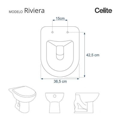 Assento Sanitário Com Fechamento Lento Riviera Branco Para Vaso Celite Com Ferragem Dourada