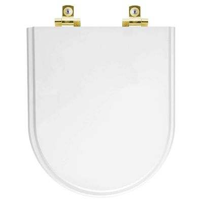 Assento Sanitário Com Fechamento Lento Riviera Branco Para Vaso Celite Com Ferragem Dourada