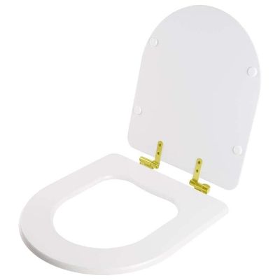 Assento Sanitário Com Fechamento Lento Riviera Branco Para Vaso Celite Com Ferragem Dourada