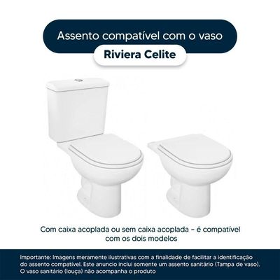 Assento Sanitário Com Fechamento Lento Riviera Branco Para Vaso Celite Com Ferragem Dourada