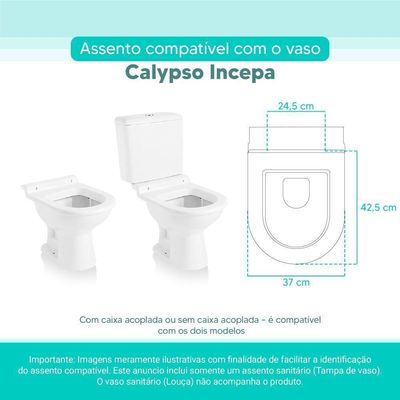 Tampa Vaso Sanitário Madeira Laqueada Calypso Branco Para Bacia Incepa