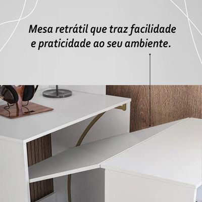 Armário Bancada De Cozinha 2 Portas Com Mesa Retrátil Duo Branco