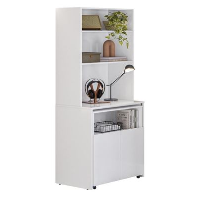 Armário Bancada De Cozinha 2 Portas Com Mesa Retrátil Duo Branco