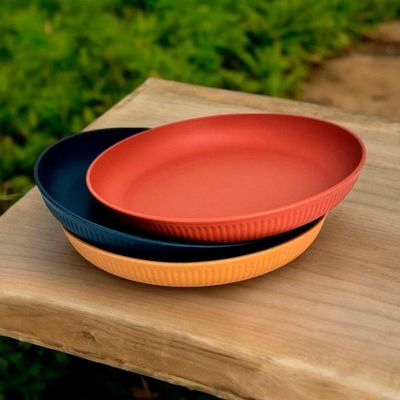 Jogo 12 Pratos De Sobremesa Fibra De Bambu Pp Stripes Cores Sortidas 20cm Lyor
