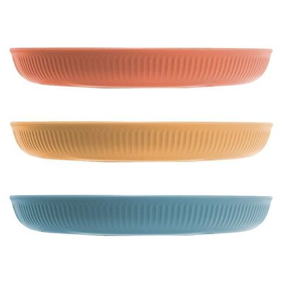 Jogo 12 Pratos De Sobremesa Fibra De Bambu Pp Stripes Cores Sortidas 20cm Lyor
