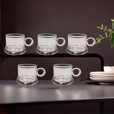 Jogo 10 XícarasDe Café Caneca Vidro Robusta Lisa 85ml Em Casa Tem
