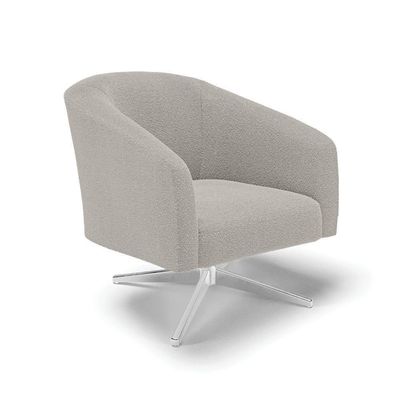 Poltrona Decorativa Base Giratória Cromada Stella Bouclê Cinza D03 - D'rossi