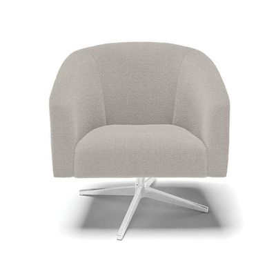 Poltrona Decorativa Base Giratória Cromada Stella Bouclê Cinza D03 - D'rossi