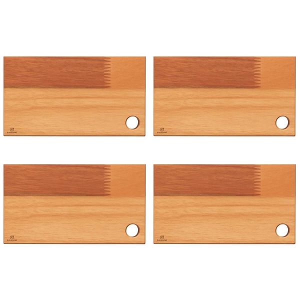 Kit 4 Tábuas para Servir Hambúrguer 27x15cm de Madeira Eucalipto Petiscos Entradas Zanline