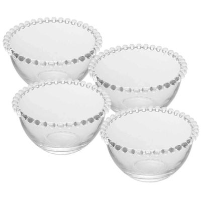Kit 4 Bowls de Vidro Cristal Wolff Pearl 400ml Tigelas Servir Doces Sobremesas Frutas