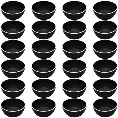 Kit 24 Bowls Melamina Cumbuca 600ml Preto Class Wolff Tigela Sopa Sobremesa Porções Sopas