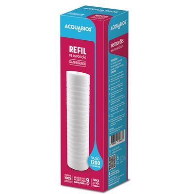 Kit 2 Refil Acqua 230RH 9.3/4' POE Filtro Acquabios Caixa de Água Ranhurado