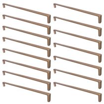 Kit 15 Puxadores Retos Dourado 256mm para Móveis Torralba Oeiras Armários Gavetas