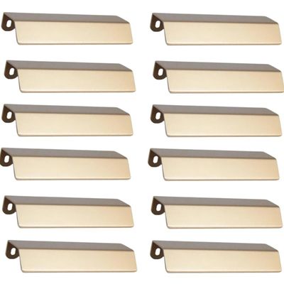 Kit 12 Puxadores Alça Sobrepor Dourado 128mm Armários Gavetas Torralba PV22 Móveis