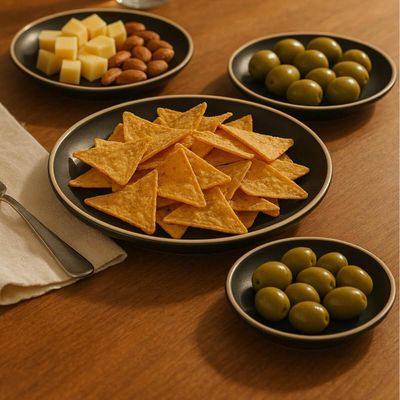 Jogo 6 Pratos de Sobremesa 21,5cm de Melamina Class Preto Raso Lanches Bolos Tortas Wolff
