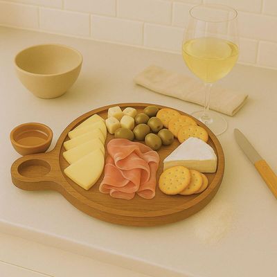 Kit 10 Petisqueiras Madeira Teca 23cm Cabo Tábua Servir Frios Carne Aperitivos Restaurante