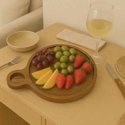 Kit 10 Petisqueiras Madeira Teca 23cm Cabo Tábua Servir Frios Carne Aperitivos Restaurante