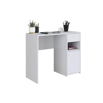Escrivaninha com Porta e Gaveta Branca Coimbra MDP Mesa de Estudos Art In Móveis