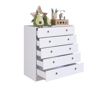 Cômoda Infantil 5 Gavetas Branca MDP Amore Meu Fofinho Quarto Art In Móveis
