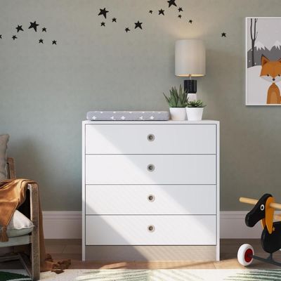 Cômoda Infantil 4 Gavetas Branca Amore Meu Fofinho Quarto 73x42x74cm Art In Móveis
