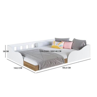 Cama Montessoriana Casal Branca MDP Memphis Quarto Infantil Adulto Art In Móveis