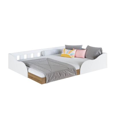 Cama Montessoriana Casal Branca MDP Memphis Quarto Infantil Adulto Art In Móveis