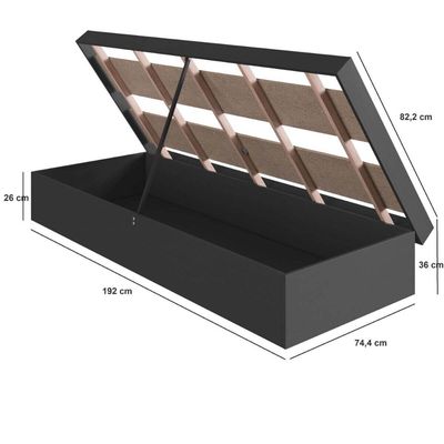 Cama Solteiro Box Baú Bogotá Organizador para Travesseiros Cobertores MDP Grafite