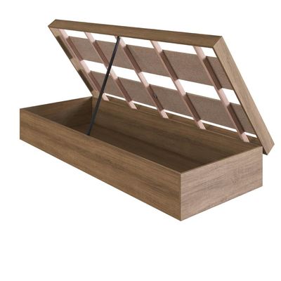 Cama Solteiro Box Baú Mel Bogotá MDP com Organizador para Travesseiros Cobertores
