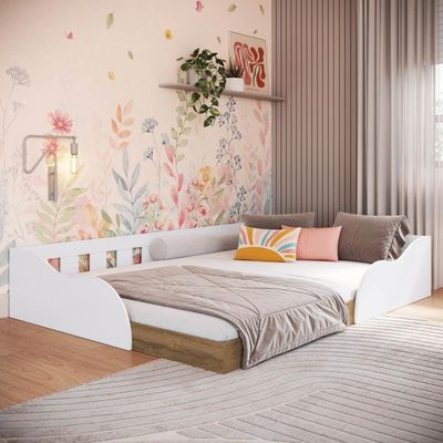 Cama Montessoriana Casal Branca MDP Memphis Quarto Infantil Adulto Art In Móveis