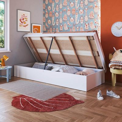 Cama Solteiro Box Baú Bogotá Organizador para Travesseiros Cobertores MDP Branco