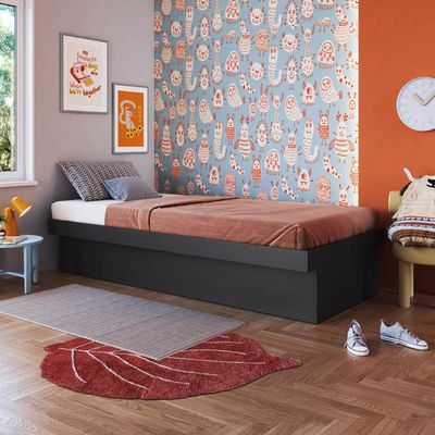 Cama Solteiro Box Baú Bogotá Organizador para Travesseiros Cobertores MDP Grafite