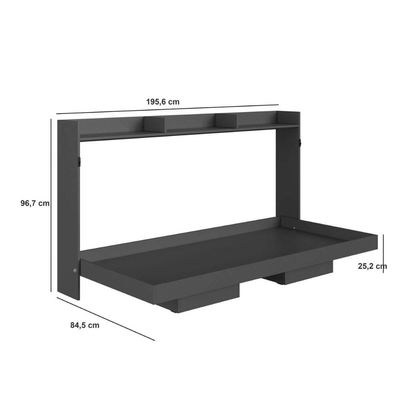 Cama de Solteiro Articulável Horizontal Grafite Hanover MDP Dobrável Decoração Art In Móveis