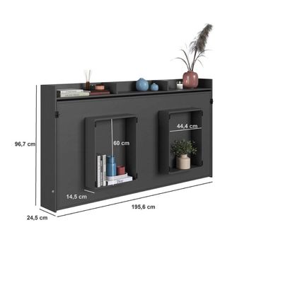 Cama de Solteiro Articulável Horizontal Grafite Hanover MDP Dobrável Decoração Art In Móveis