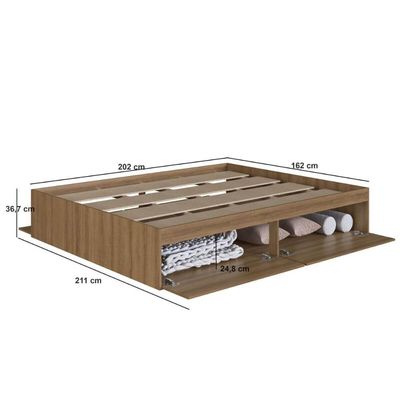 Cama de Casal Queen com 4 Portas Basculantes Organizadoras Mel MDP Tókio Art In Móveis