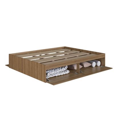 Cama de Casal Queen com 4 Portas Basculantes Organizadoras Mel MDP Tókio Art In Móveis