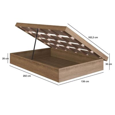 Cama de Casal Queen Mel com Box Baú MDP Bogotá Organizador Cobertores Travesseiros