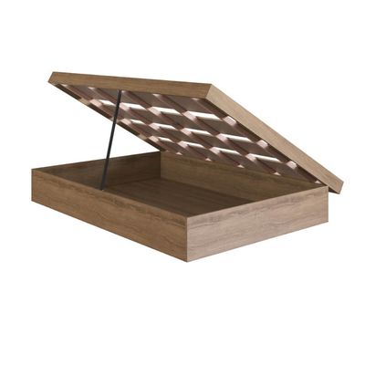Cama de Casal Queen Mel com Box Baú MDP Bogotá Organizador Cobertores Travesseiros