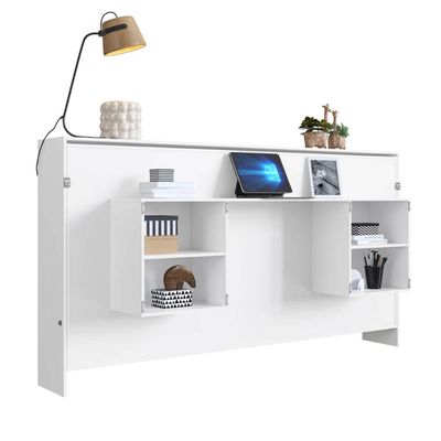 Cama Articulável Horizontal Solteiro com Estação de Trabalho Branca MDP Latino Art In Móveis