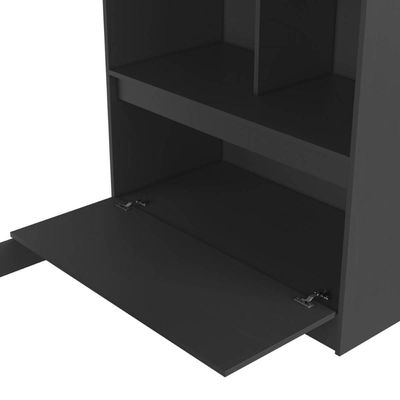 Cama Alta Multifuncional Solteiro Grafite com Estante e Escrivaninha MDP Amsterdam