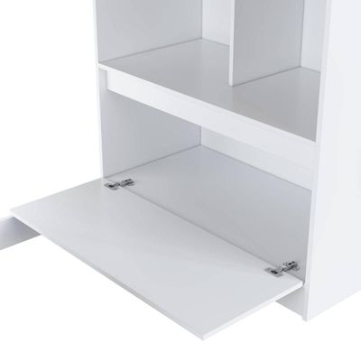 Cama Alta Multifuncional Solteiro Branco com Estante e Escrivaninha MDP Amsterdam