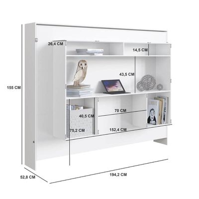Cama Articulável Horizontal Casal com Estação de Trabalho Branca MDP Latino Art In Móveis