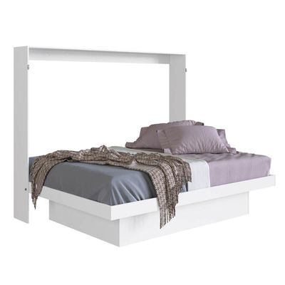 Cama Articulável Horizontal Casal com Estação de Trabalho Branca MDP Latino Art In Móveis