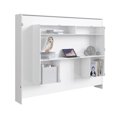 Cama Articulável Horizontal Casal com Estação de Trabalho Branca MDP Latino Art In Móveis