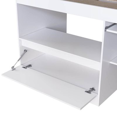 Cama Alta Multifuncional Solteiro Branco com Estação de Trabalho MDP Jacarta Art In Móveis