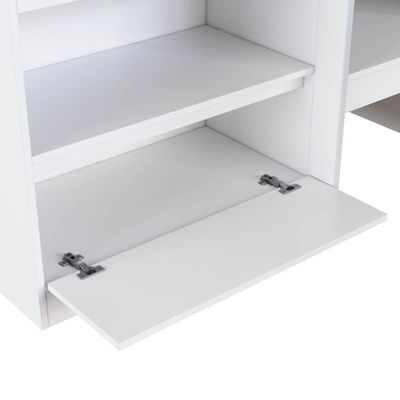 Cama Alta Infantil Branco com Portas Prateleiras MDP Ilha Bela Art In Móveis